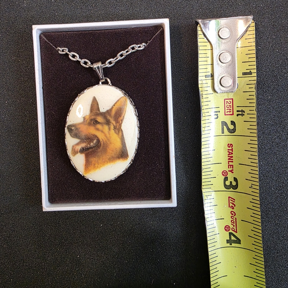 Silver German Shepherd Pendant Necklace - Dog Lover Jewelry